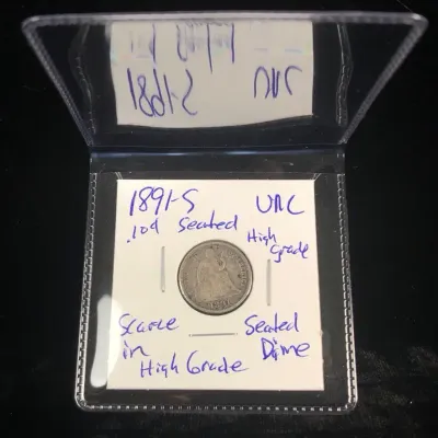 1891-S Uncirculated Seated Silver Dime 