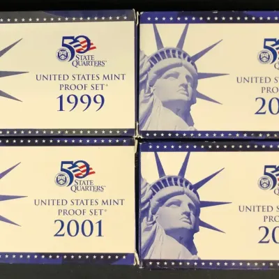 1999-2002 Original US Mint Proof Sets, 4 Total