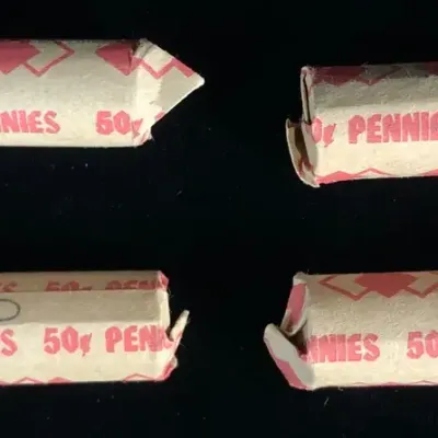 1952-S, 1953-S, 1955-D, & 1957-D Lincoln Wheat Cent Rolls, 4 Total