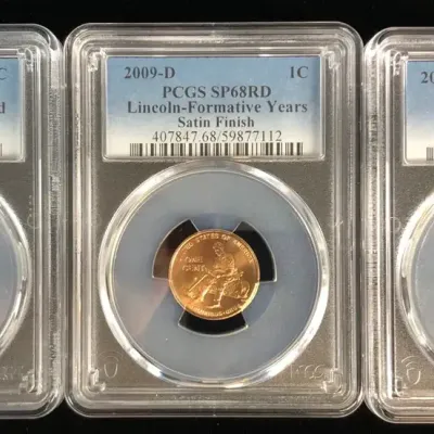 2009-D Childhood, Formative Years, & Presidency Lincoln Cents, PCGS SP68RD
