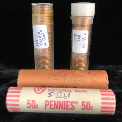 1968-S, 1973-S, 1978-D, & 1981-D Original Uncirculated Red Lincoln Cent Rolls, 4 Rolls Total