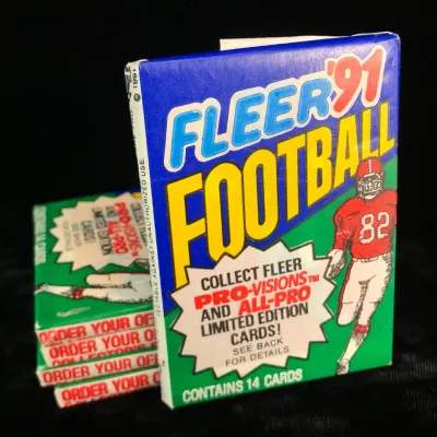 1991 Sealed Fleer Football 14 Card Packs, 5 Packs Total