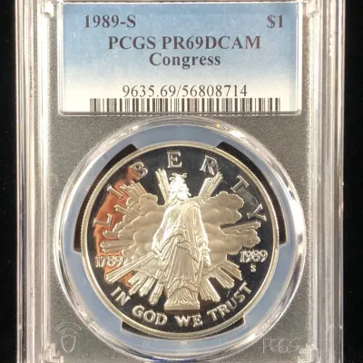 1989-S Silver US Mint Commemorative Dollar, PCGS PR69DCAM