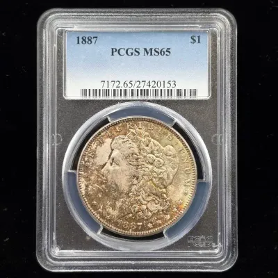 1887-P $1.00 Morgan Silver Dollar Very High Grade, Lots of Toning, MS-65 PCGS 
