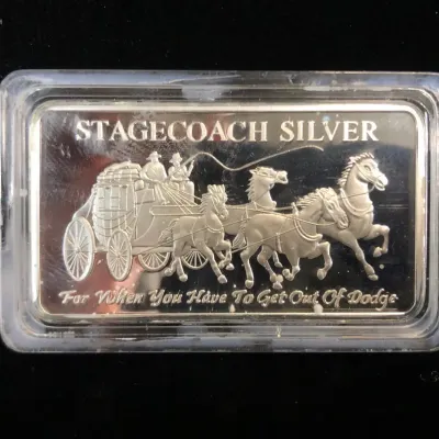 1oz. .999 Silver Stagecoach NW Territorial Mint Bar