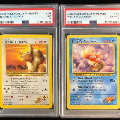 2000 Pokémon Gym Heroes Cards, Misty’s Goldeen & Blaine’s Tauros, PSA Graded, 2 Total 