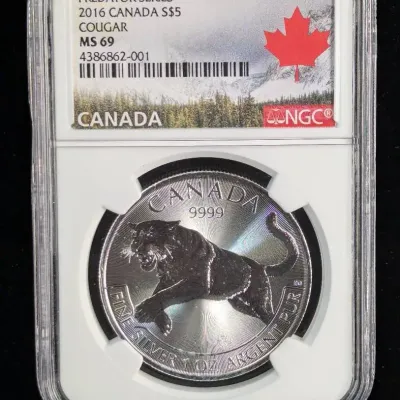 NGC MS-69 2016 Canada $5 1oz 9999 Silver Predator Series coin