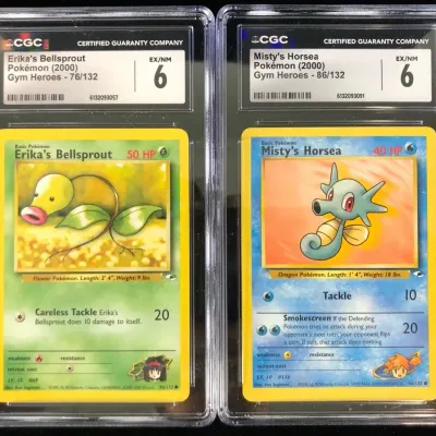 2000 Pokémon Cards Gym Heroes, Erika’s Bellsprout & Misty’s Horsea, CGC Graded, 2 Total 
