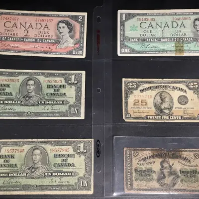 6 Very Old Canada Collectable Notes
