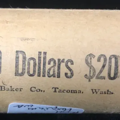 1972-D Uncirculated Original Bank Roll of Eisenhower Dollars From Hoquiam, WA & Tacoma, WA, 20 Total