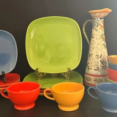 Gibson Colorful Dish Set + On Theme Pitcher 
