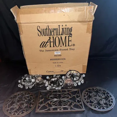 Southern Living Trivets, Footed Tray, And Hanging Candle Holders