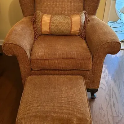 Light Brown Armchair With Ottoman 