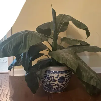 Faux Plant In Oriental Decorative Pot 