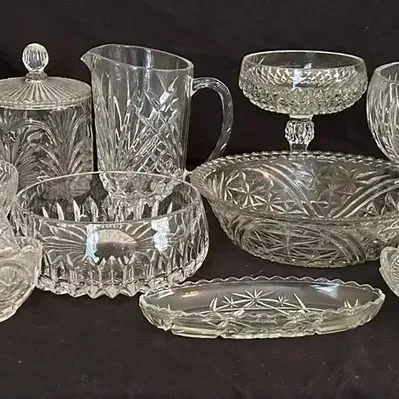 24-Piece Assorted Cut & Pressed Glass Serveware Collection - Set 1
