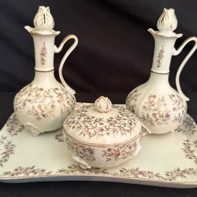 Vintage Lenwile Ardalt Porcelain Vanity Set 
