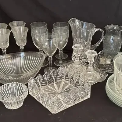 51-Piece Assorted Glass & Crystal Serveware and Stemware Collection - Set 2