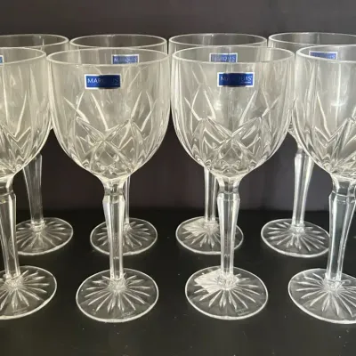 Set Of 8 Marquis By Waterford Lead Crystal Stem Glasses 
