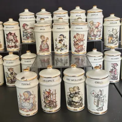 Complete 24-Piece Set Of Vintage 1987 M.J. Hummel Spice Jars