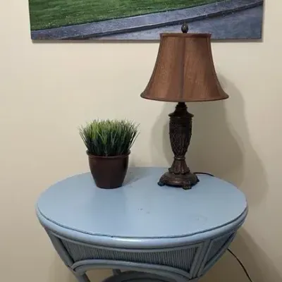 Round Blue Table With Beautiful Acrylic Painting
