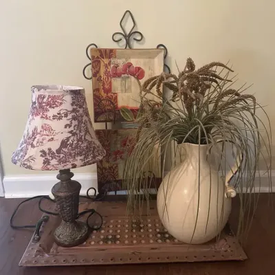 Red, Cream, And Bronze Home Decor 
