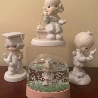 Vintage Precious Moments Figurines & September Snow Globe – 1980s