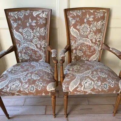 High Back Upholstered Wood Arm Chairs