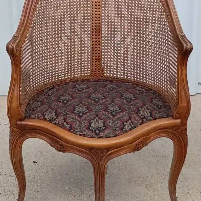 Antique Wicker Upholstered Armchair