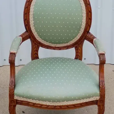 Antique Hand-carved Upholstered Armchair