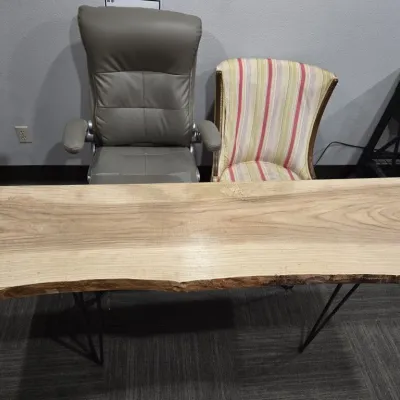 Sale Photo Thumbnail #66: Wood Table With Metal Frame - Chairs
72x21x30