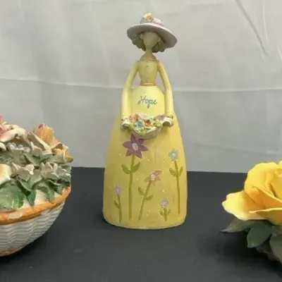 Italian Centerpiece, Floral & Wood Figurine