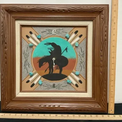 Navajo- Style Sand Art Clock In Frame