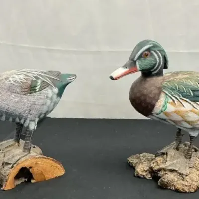 Two Wood Duck Sculptures