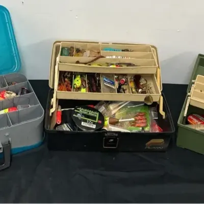 3 Plano Tackle Boxes With Fishing Supplies. 