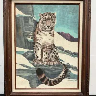 Framed Snow Leopard Art