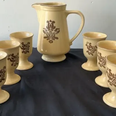 Pfaltzgraff Pitcher & Goblets