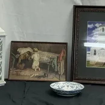 Framed Art, Lantern, Table & More