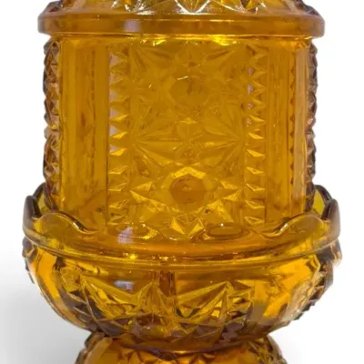 Indiana Glass Amber Stars & Bars Fairy Lamp #1