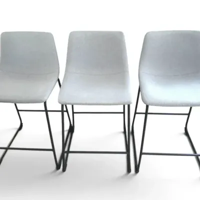 Grey Upholstered & Black Barstools