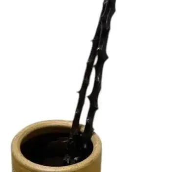 Ceramic Umbrella Stand w/ Unique Wooden Walking Sticks