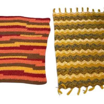 Two Crochet Afghan Blankets in Autumn Colors