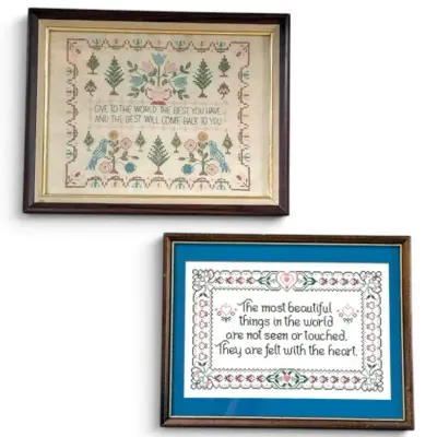 Framed Cross-Stitch Embroidery Artwork