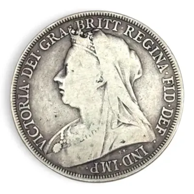 1896 British Queen Victoria .925 Sterling Silver Crown Coin 