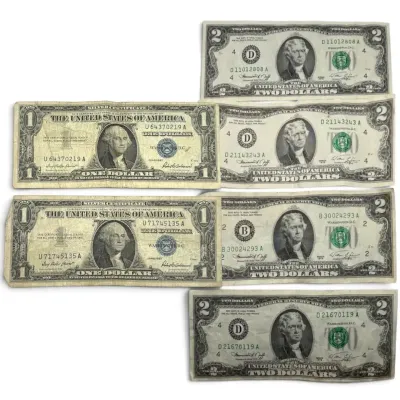 One Dollar Silver Certificates Series 1957, & Two Dollar Bills 
