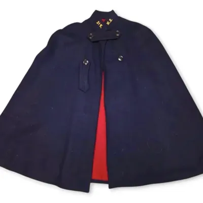 WWII-Era Bruck's Navy Blue & Red Wool Nurses Cape