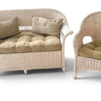 White Wicker Loveseat & Chair 