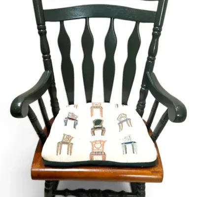 Dark Green Spindle-Back Wooden Rocking Chair
