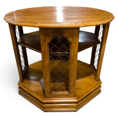 Davis Cabinet Co. Walnut Tiered Accent Side Table w/ Lattice