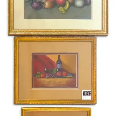 “Good For You”, Onions, & Vegetables Pastel Watercolor Paintings, Signed by Local Artist