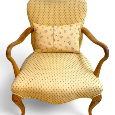 Yellow Flower-Patterned Armchair & Pillow